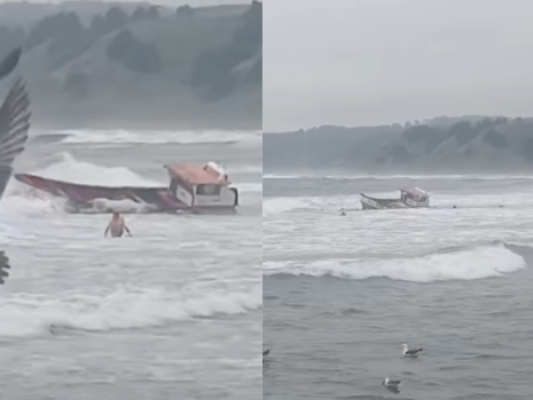 Bote de pescadores queda varado en la barra de Bucalemu